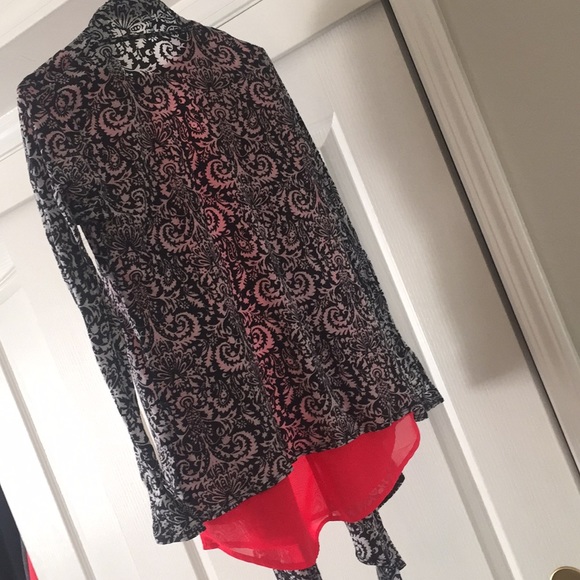 Drape neck Cardigan with kimono neckline grey print - Picture 8 of 8